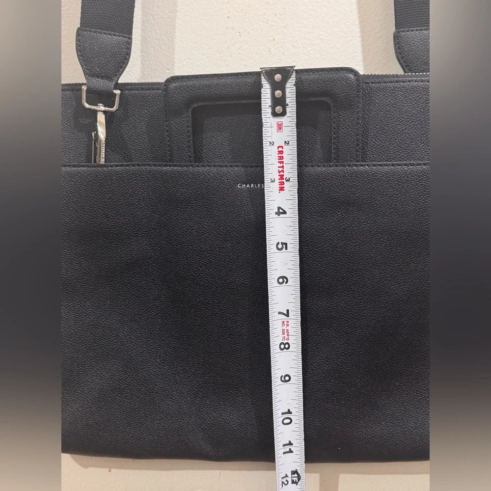 charles y keith Black Laptop Bag with Minimalist Design and Adjustable Strap